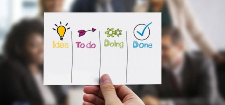 Agile Führung, Agiles Arbeiten, Aufgabenstatus in Tabelle