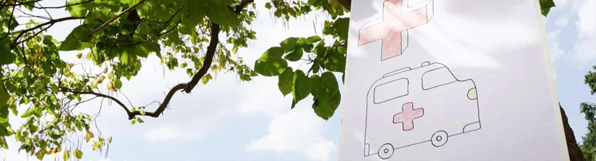 Kommunikation in der Pflege, Kommunikation Krankenhaus, Flipchart auf dem ein RTW gemalt ist