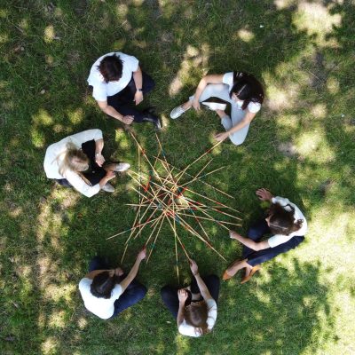 warum-retrospektiven-erfolgreiche-retrospektiven_mikadospiel Warum Retrospektiven, Erfolgreiche Retrospektiven, Frauen spielen Mikado auf Wiese